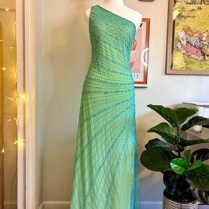 Y2K fairy vintage beaded green and blue dress!